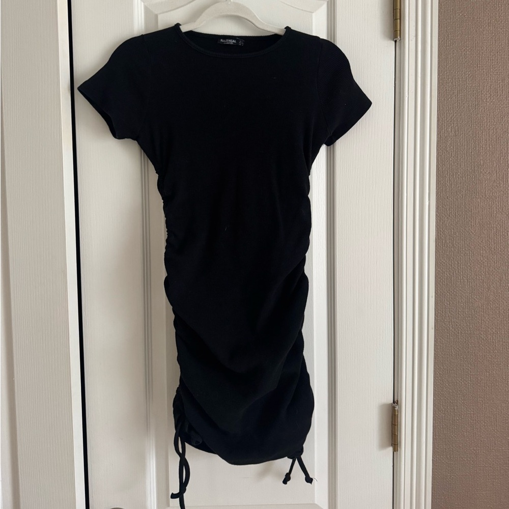 Nasty Gal Black Ribbed Knit mini dress